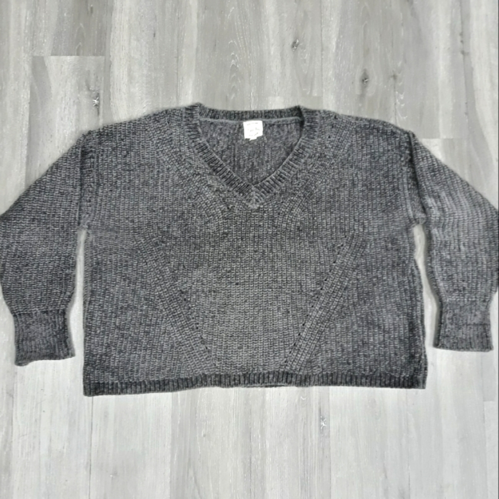 Hippie Rose Charcoal Chenille Fully Fashioned Details Oversized Neck Sweater XL